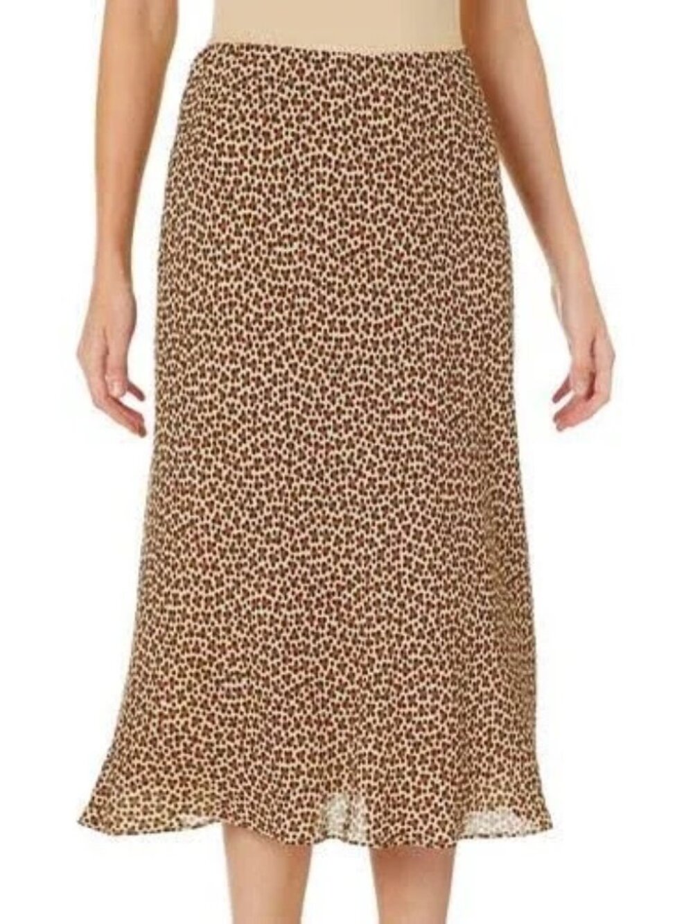 Max Studio Leopard Print Slip Midi Slip Skirt